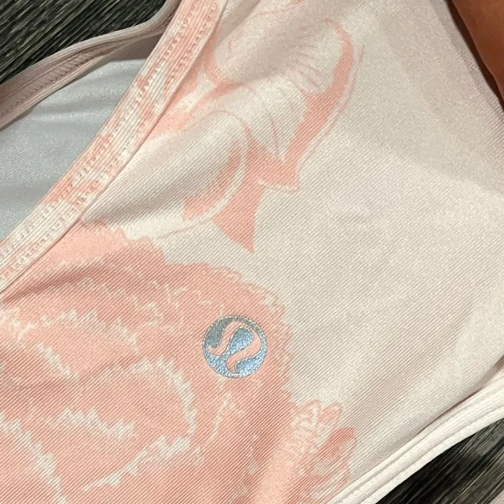 Lululemon Cool Racerback Tank Light Floral Rose Pink Active Workout Sz M